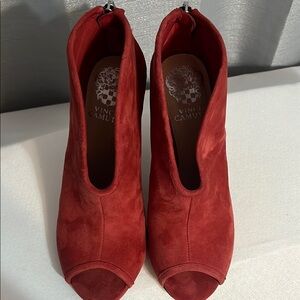 Vince Camuto Red Suede Heeled Booties with Stiletto Heel